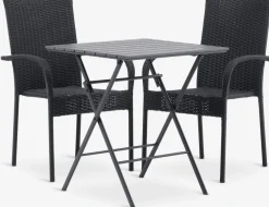SANDVIKA + GUDHJEMMesa SANDVIKA L65 + 2 sillas GUDHJEM negro