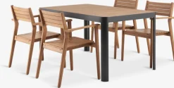 SIRDAL + HAMRAMesa SIRDAL L149 + 4 sillas HAMRA madera dura