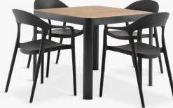 SIRDAL + NANNESTADMesa SIRDAL L91 madera dura + 4 sillas NANNESTAD gris