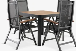 SIRDAL + SIRDALMesa SIRDAL L91 madera dura + 4 sillas SIRDAL gris