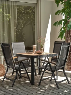 SIRDAL + SIRDALMesa SIRDAL L91 madera dura + 4 sillas SIRDAL gris