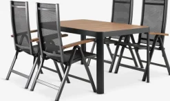 SIRDAL + SIRDALMesa SIRDAL L149 madera dura + 4 sillas SIRDAL gris
