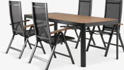 SIRDAL + SIRDALMesa SIRDAL L211 madera dura + 4 sillas SIRDAL gris
