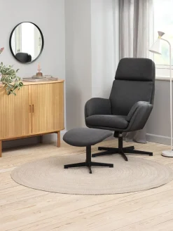 TANKEDALSillón reclinable con reposapiés TANKEDAL tela gris oscuro