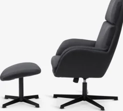 TANKEDALSillón reclinable con reposapiés TANKEDAL tela gris oscuro