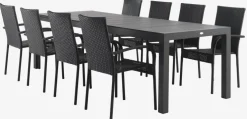 TYDAL + GUDHJEMMesa TYDAL L208/272 + 4 sillas GUDHJEM negro