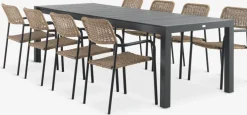 TYDAL + ORKANGERMesa TYDAL L208/272 negro + 4 sillas ORKANGER natural