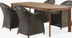 UVDAL + GAMMELBYMesa UVDAL L223 madera dura + 4 sillas GAMMELBY gris