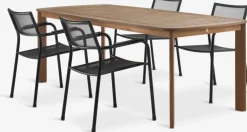 UVDAL + HEMSEDALMesa UVDAL L223 madera dura + 4 sillas HEMSEDAL negro
