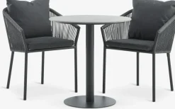 VAMDRUP + GILJAMesa VAMDRUP Ø70 + 2 sillas GILJA gris