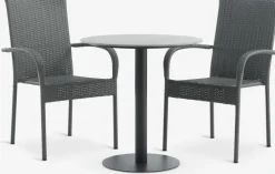 VAMDRUP + GUDHJEMMesa VAMDRUP Ø70 + 2 sillas GUDHJEM gris