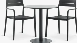 VAMDRUP + INGSTRUPMesa VAMDRUP Ø70 gris + 2 sillas INGSTRUP negro
