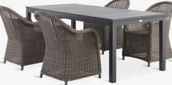 VATTRUP + GAMMELBYMesa VATTRUP L206/321 negro + 4 sillas GAMMELBY gris