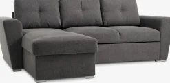 VEJLBYSofá cama con chaise longue VEJLBY tela gris oscuro