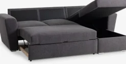 VEJLBYSofá cama con chaise longue VEJLBY tela gris oscuro