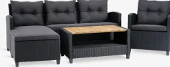 VENConjunto muebles jardín VEN 4 plazas con chaise longue negro
