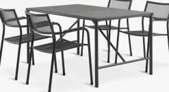 VIERLI + HEMSEDALMesa VIERLI L149 + 4 sillas HEMSEDAL negro