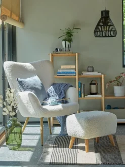 VILDSUNDPuf VILDSUND 52x41 felpa blanco crudo/roble natural