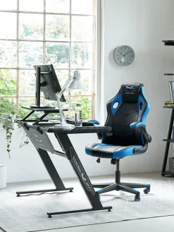 VOJENSSilla gaming VOJENS negro/polipiel azul/malla